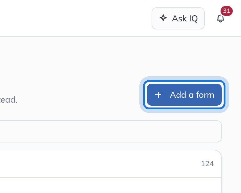 The Filing forms page, with Add a form highlighted.
