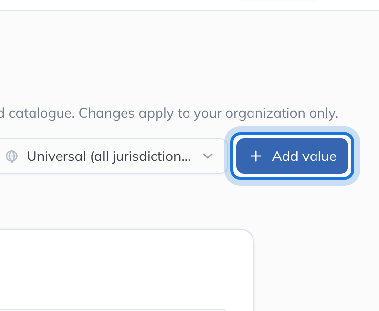 The Reference values page, with Add value highlighted.