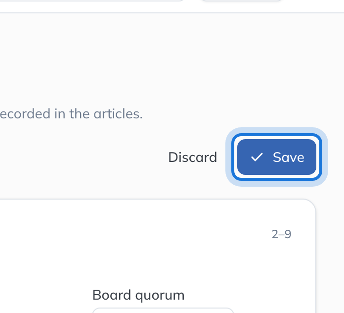 The Articles page header, with Save highlighted.
