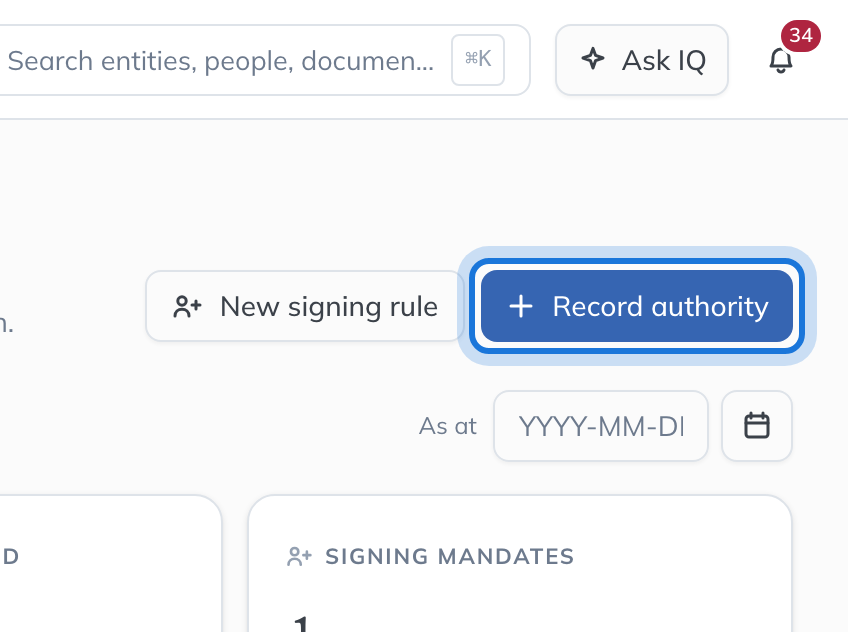 The Authorities page for Northwind Holdings Limited, with Record authority highlighted.