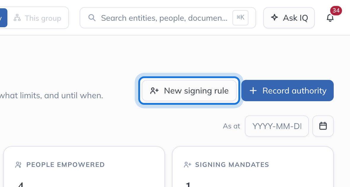 The signing rules for Northwind Holdings Limited, with New signing rule highlighted.