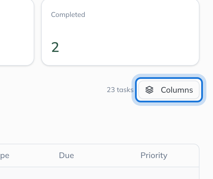 The Columns button at the right of the calendar toolbar, highlighted.