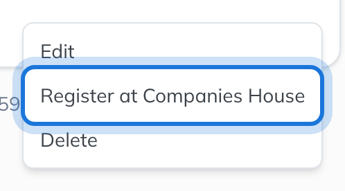 The charge’s menu, with Register at Companies House highlighted.