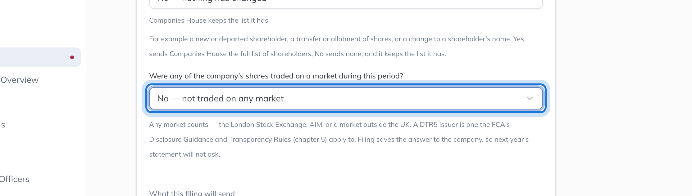 Both questions on the confirmation statement task answered.