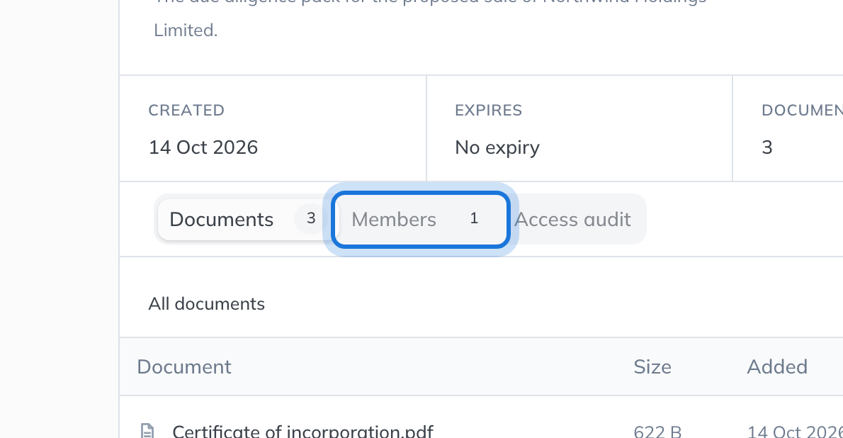 The room’s Members tab.