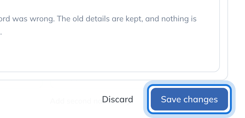 The details changed chosen, with Save changes highlighted.