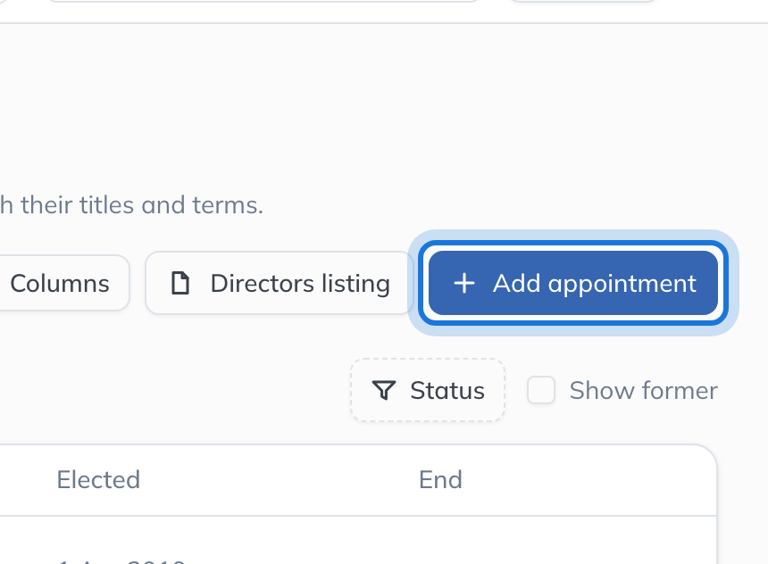 The Directors & Officers page for Northwind Holdings Limited, with Add appointment highlighted.