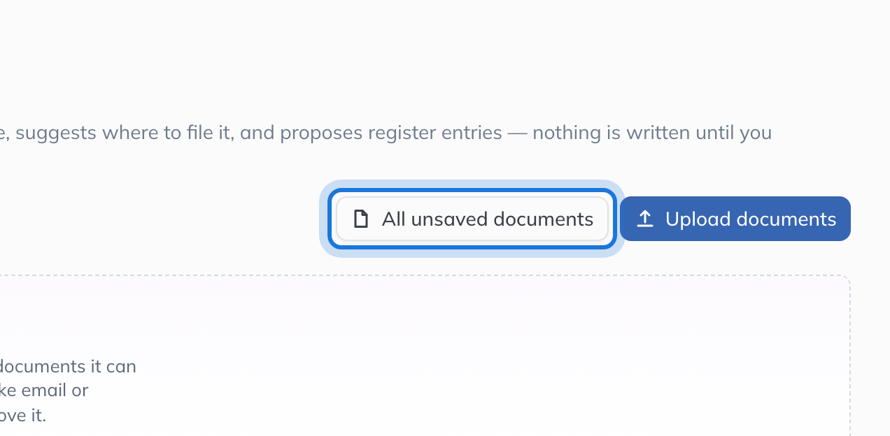 The All unsaved documents button beside Upload documents.
