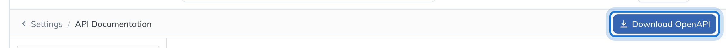 The API Documentation page header, with Download OpenAPI highlighted.