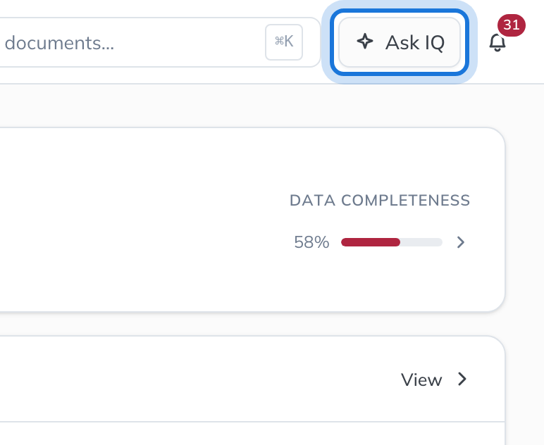 The Ask IQ button in the top bar, on the page of Northwind Holdings Limited.