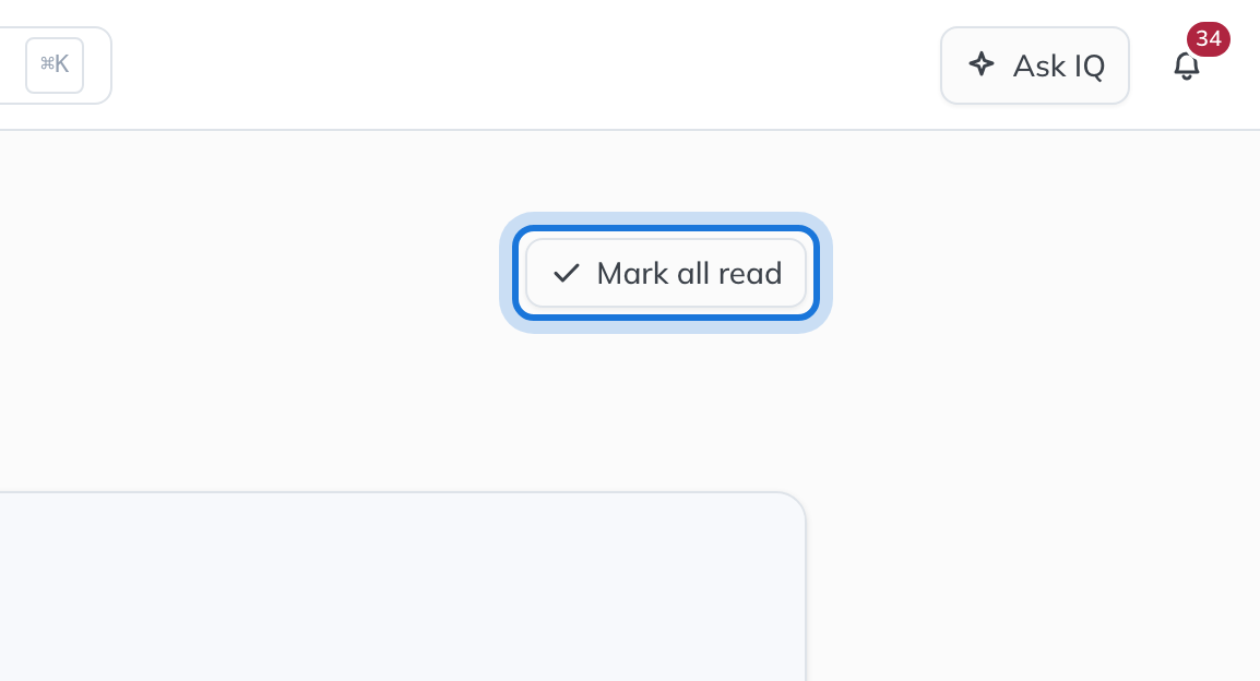 The Mark all read button at the top right of the Notifications page.
