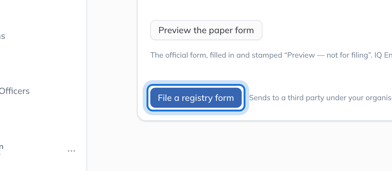 The File a registry form button on the PSC01 task.