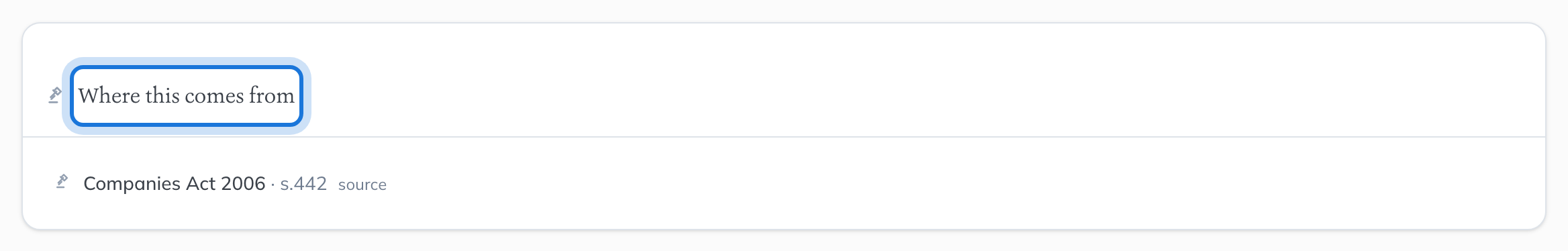 The requirement page for annual accounts, with Where this comes from naming the Act and section.