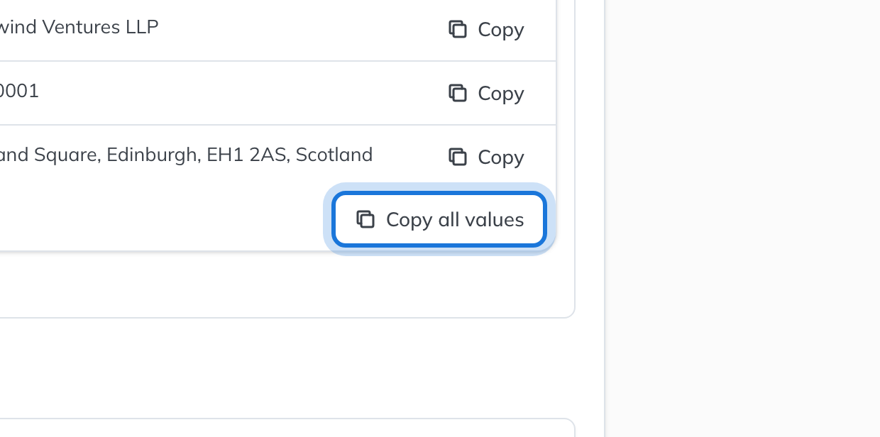 Copy all values at the foot of What to enter, highlighted.