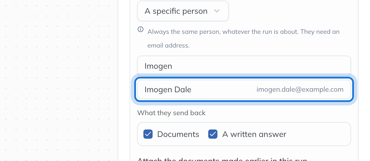 A person found by name under Search people, highlighted.